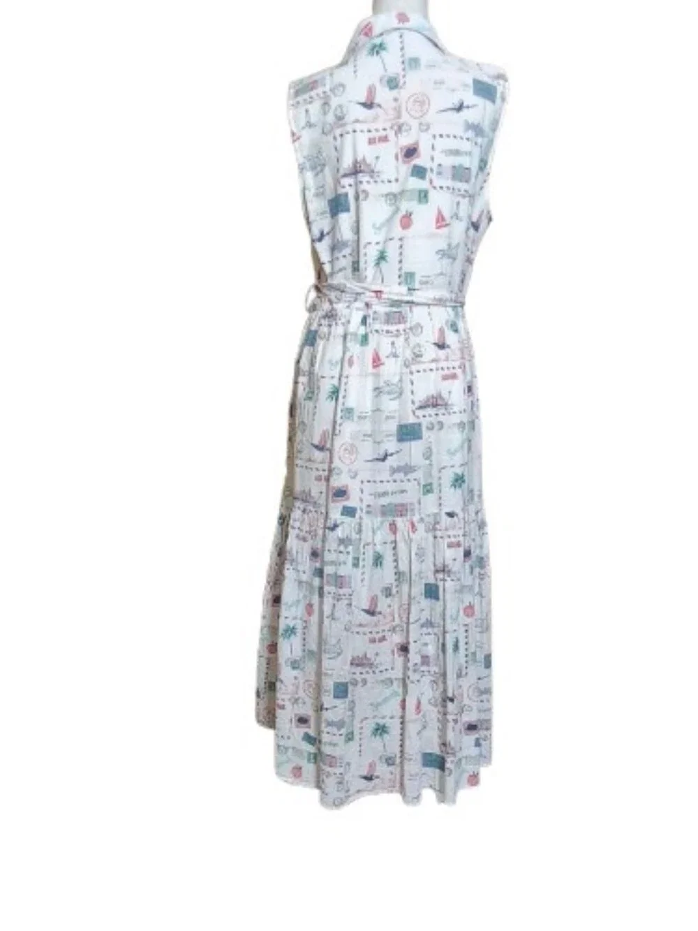 J.CREW Re-Imagined Graphic Print Sleeveless Belted Midi Shirt Dress 10